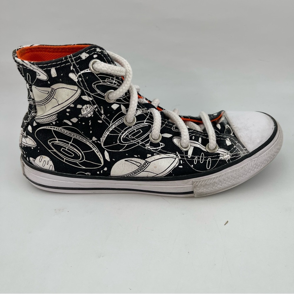 Converse Boys CTAS Black White Space Odyssey- SZ 2 Y -Hi Top Basketball Shoes
